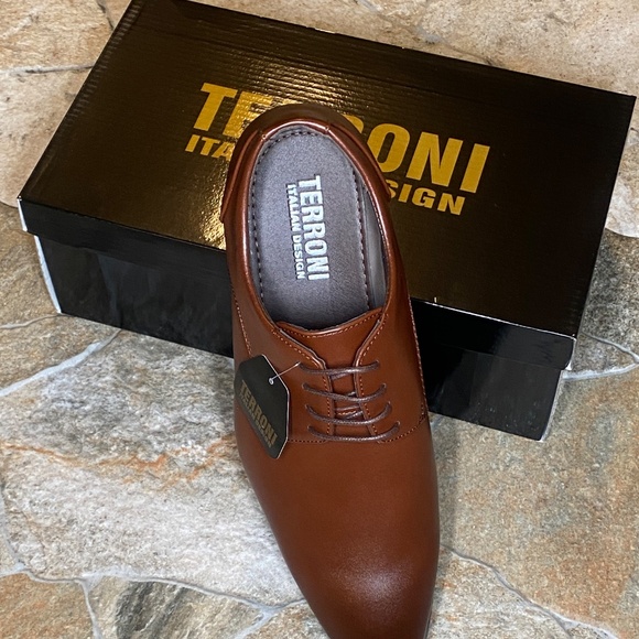 Terroni Men\'s Cognac Lace Dress Shoe-Fashionable-Synthetic Leather main image 4